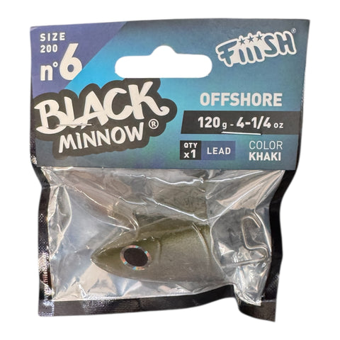 Fiiish Black Minnow - Jig Heads Off Shore 120g Khaki - Size 6