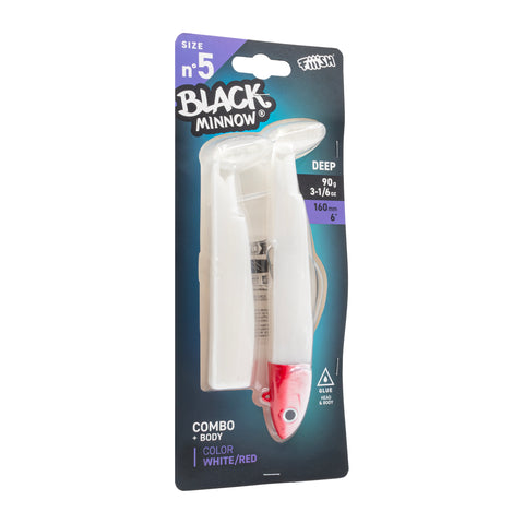Fiiish Black Minnow - White / Red Head Combo Deep 90g - Size 5
