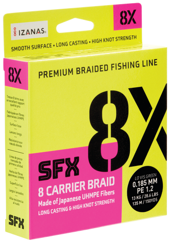 Sufix SFX 8x Carrier Braid - Lo Vis Green -150 YDS