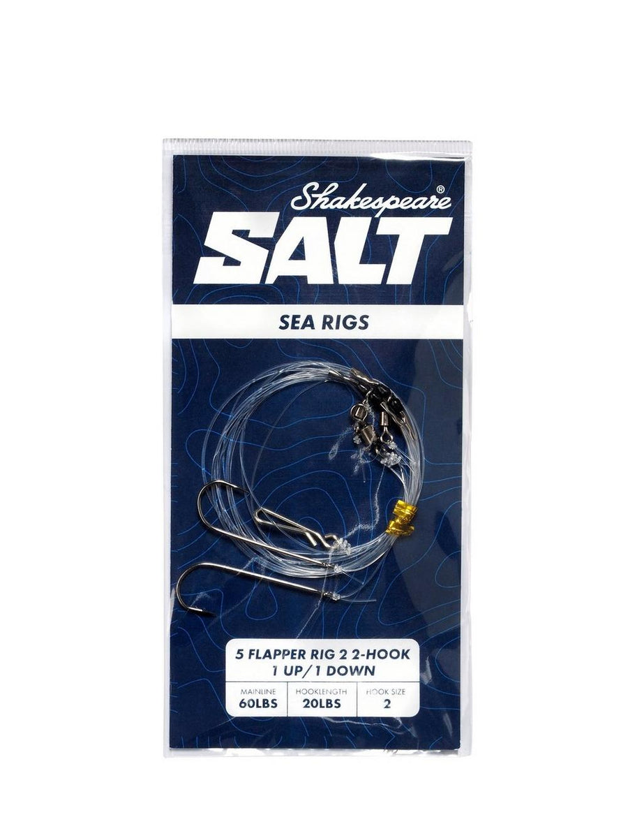 Shakespeare SALT 5 flapper Rig 2 2-hook 1 up/1 down - Rigs – Baits'R'Us