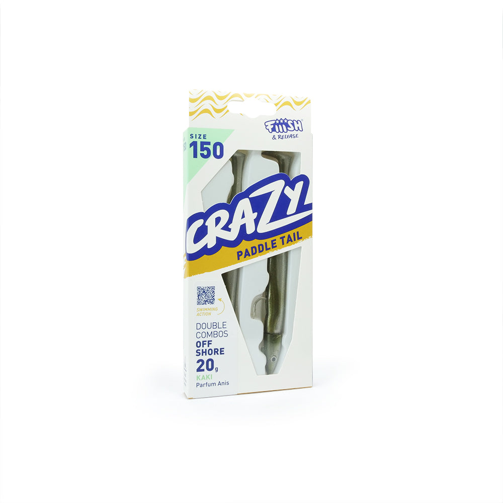 Leurre Souple FIIISH Crazy Paddle Tail Off Shore 20g Kaki - Double Combo