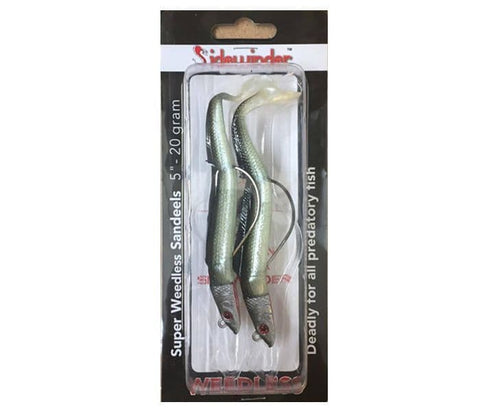 Sidewinder Super Weedless Sandeels - Green Back/Silver